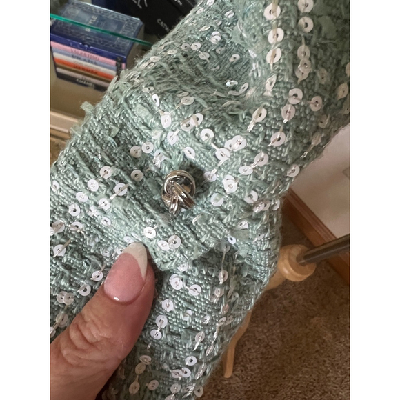 NWT Derek Lam 10 Crosby Jacket Size 8 Turquoise Sequin - Picture 7 of 9